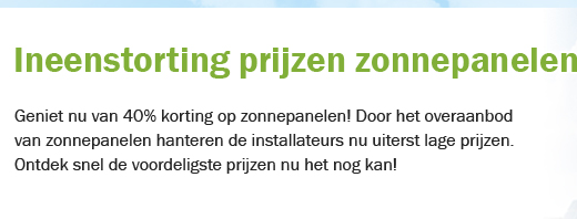 Ineenstorting prijzen zonnepanelen